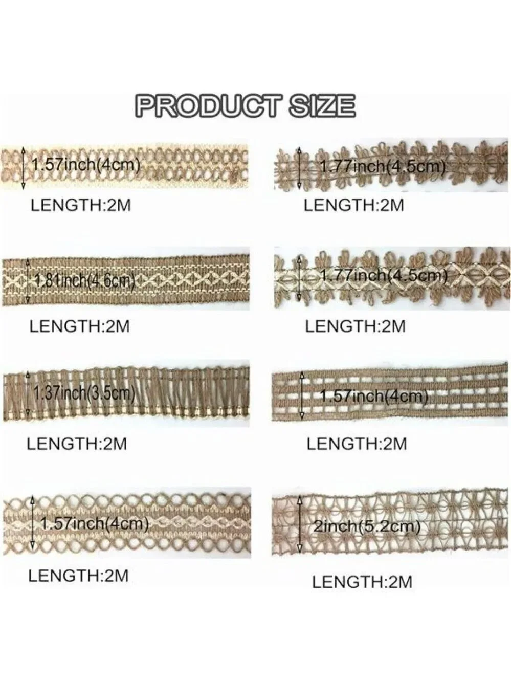 Rustic Jute Lace Ribbon 8 Rolls 17 6 Yards Burlap Ribbon for Crafts Wedding Deco